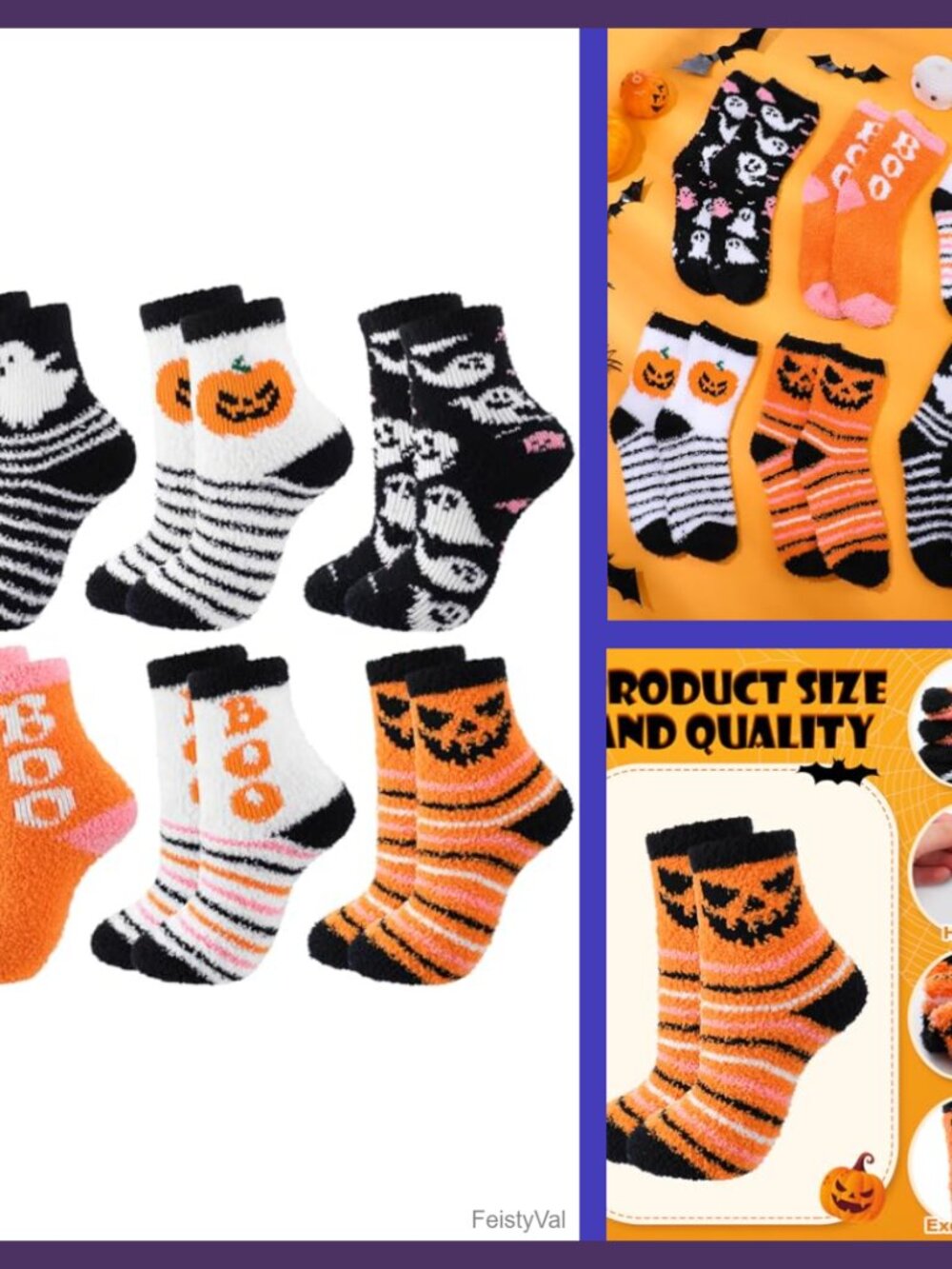 12 Pairs Halloween Fuzzy Socks Plush Cozy Crew Novelty Gift